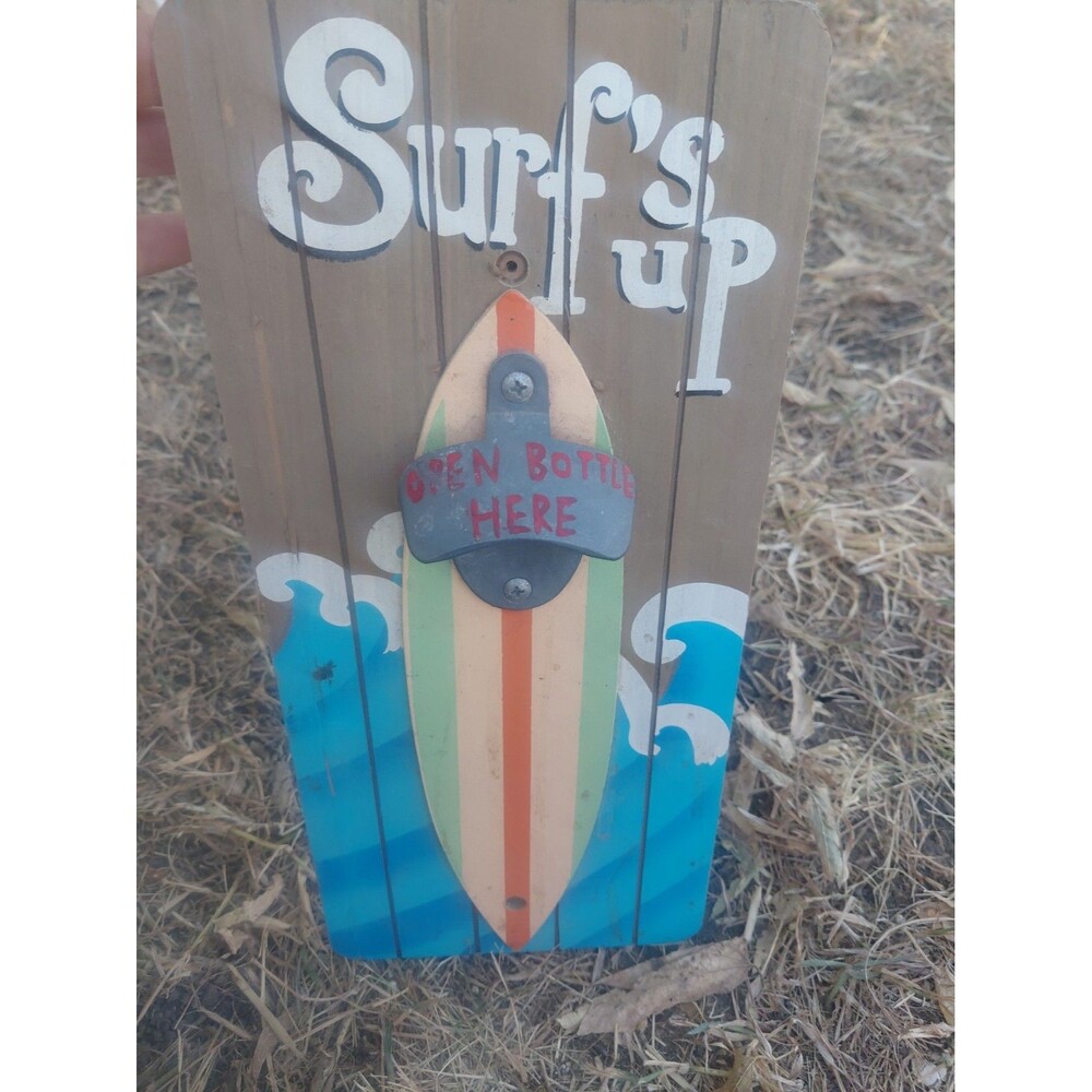 Surf’s Up Wooden Sign Bottle Opener
